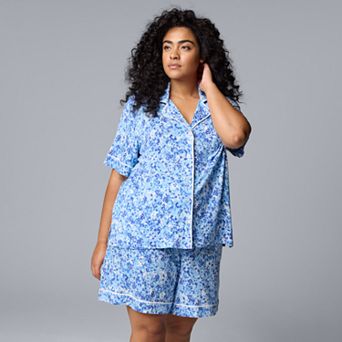Plus Size Simply Vera Vera Wang 2 pc Short Sleeve Pajama Top & Pajama Bottoms Set