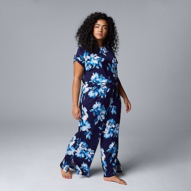 Plus Size Simply Vera Vera Wang 2-pc. Short Sleeve Pajama Top & Pajama Pants Set