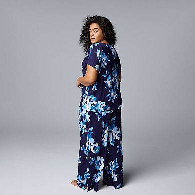 Plus Size Simply Vera Vera Wang 2-pc. Short Sleeve Pajama Top & Pajama Pants Set