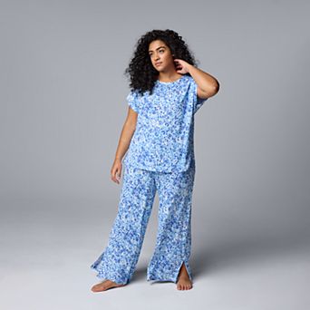 Plus Size Simply Vera Vera Wang 2 pc Short Sleeve Pajama Top & Pajama Pants Set