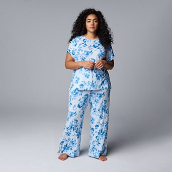 Plus Size Simply Vera Vera Wang 2 pc Short Sleeve Pajama Top & Pajama Pants Set