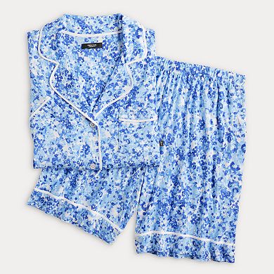 Women's Simply Vera Vera Wang 2-pc. Short Sleeve Notch Pajama Top & Bermuda Pajama Bottoms Set