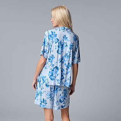 Women's Simply Vera Vera Wang 2-pc. Short Sleeve Notch Pajama Top & Bermuda Pajama Bottoms Set
