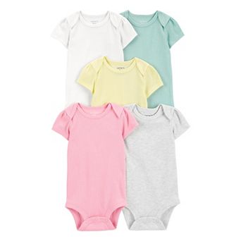 Baby Girl Carter's 5-Pack Short Sleeve Ribbed Bodysuits