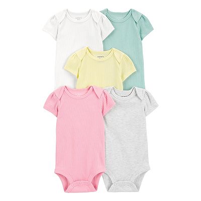 Baby Girl Carter's 5-Pack Short Sleeve Ribbed Bodysuits