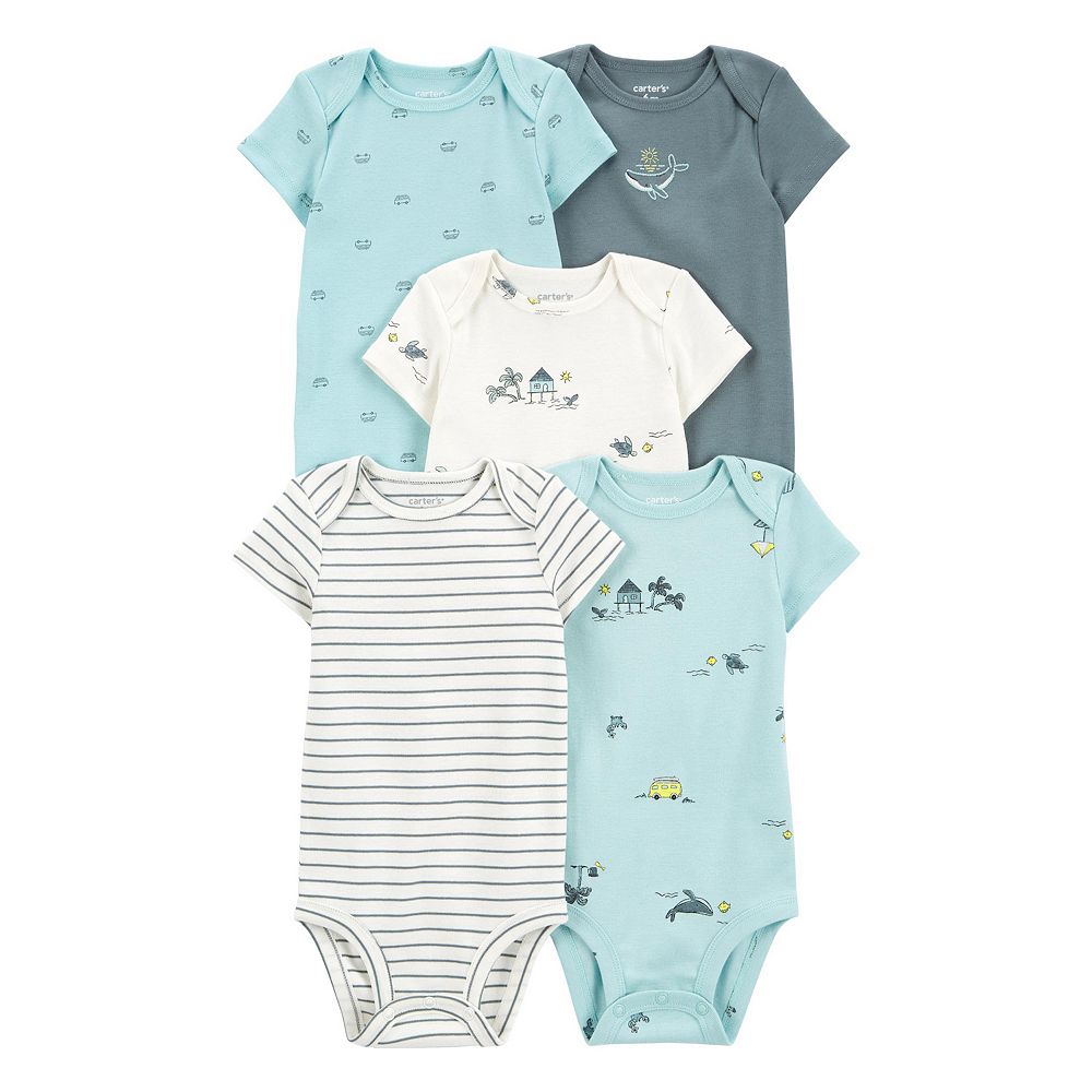 Carter's Baby Boy 5-Pack Construction Short-Sleeve Cotton Bodysuits