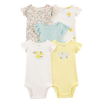 Baby Girl Carter's 5-Pack Short Sleeve Lemon and Floral Bodysuits