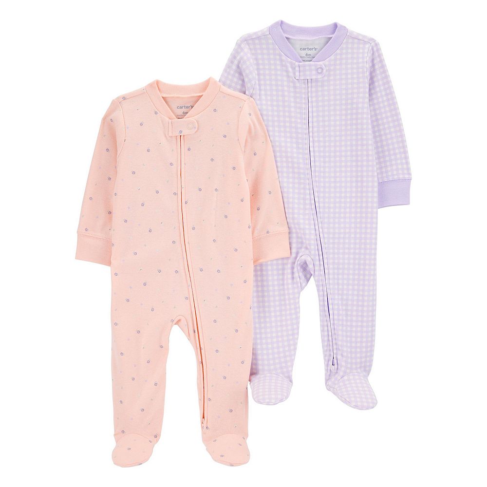 Carter's Baby Girl Train Print 2-Way Zip-Up Footie Coverall