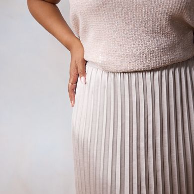 Plus Size LC Lauren Conrad Pleated Pull-On Midi Skirt