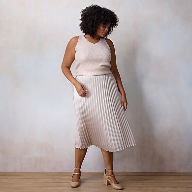 Plus Size LC Lauren Conrad Pleated Pull-On Midi Skirt
