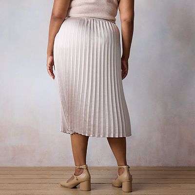 Plus Size LC Lauren Conrad Pleated Pull-On Midi Skirt