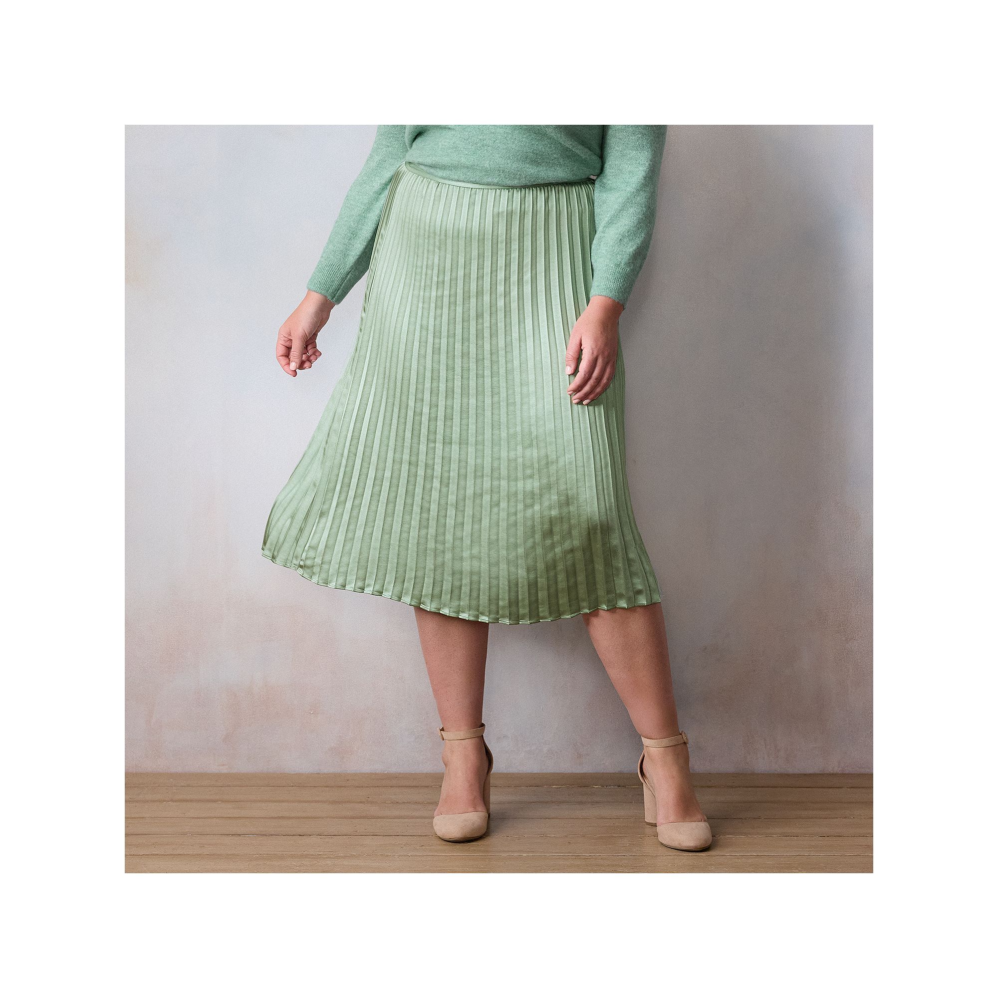 Plus Size LC Lauren Conrad Pleated Pull-On Midi Skirt, Womens, Size: 1XL, 