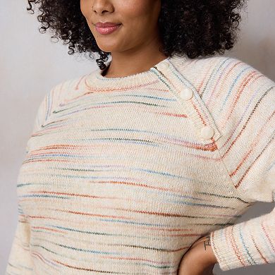 Plus Size LC Lauren Conrad Button Detail Knitted Sweater