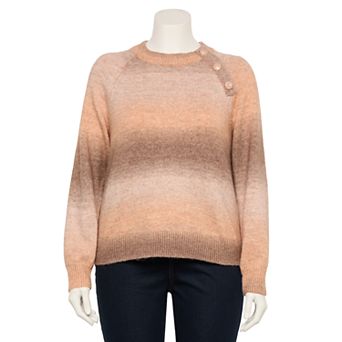 Plus Size LC Lauren Conrad Button Detail Knitted Sweater