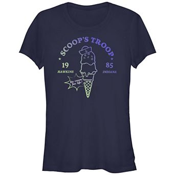 Juniors' Stranger Things Scoop's Troop Fitted Graphic Tee