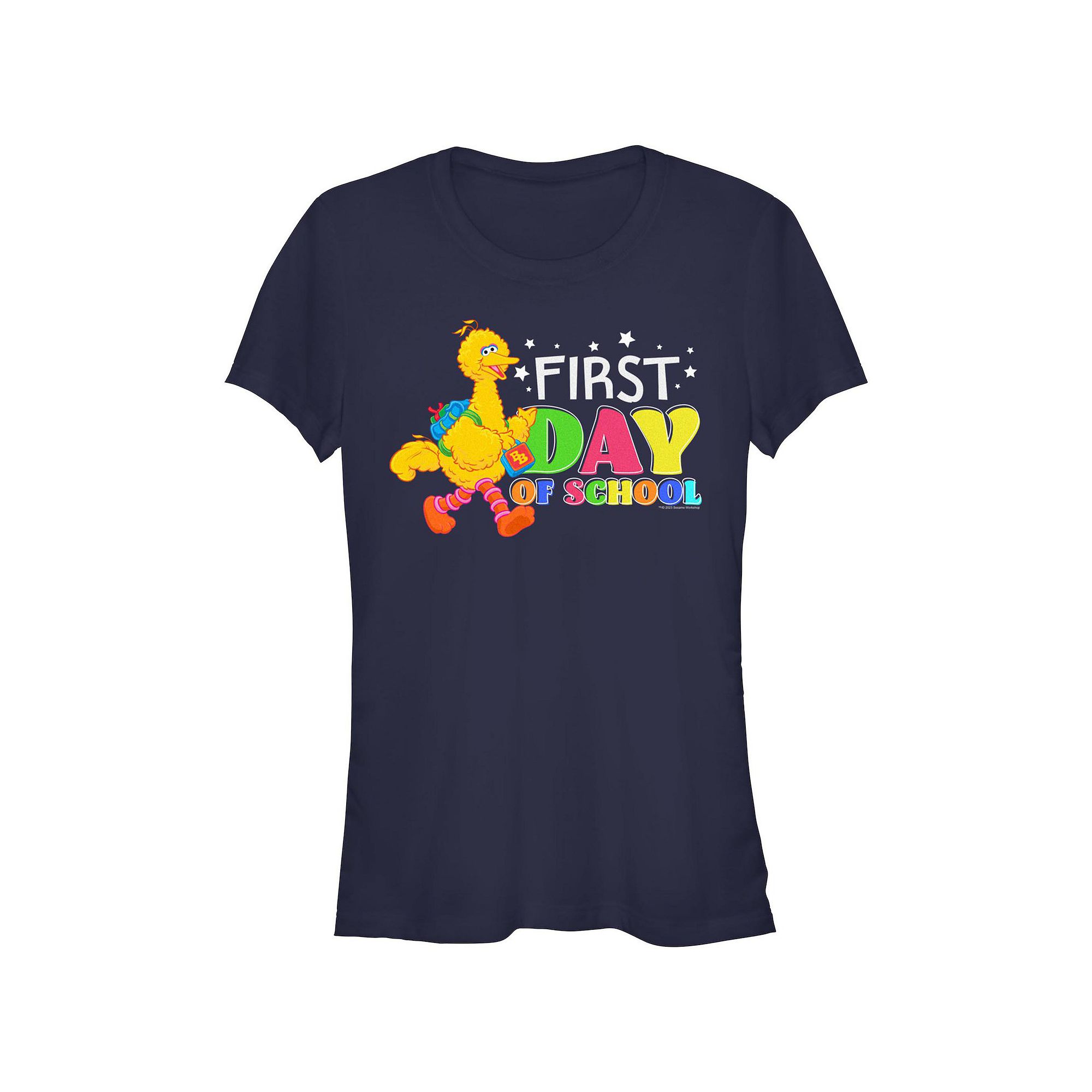 Juniors PBS Kids Sesame Street Big Bird First Day Of School Fitted Graphic