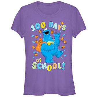 Juniors' PBS Kids Sesame Street Cookie Monster 100 Days Of School Fitted Graphic Tee