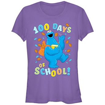 Juniors' PBS Kids Sesame Street Cookie Monster 100 Days Of School Fitted Graphic Tee