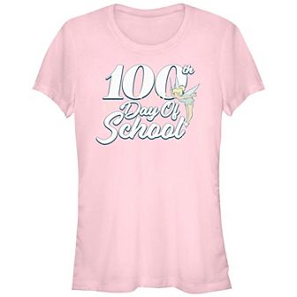 Disney's Tinker Bell 100th Day Of School Juniors' Fitted Graphic Tee