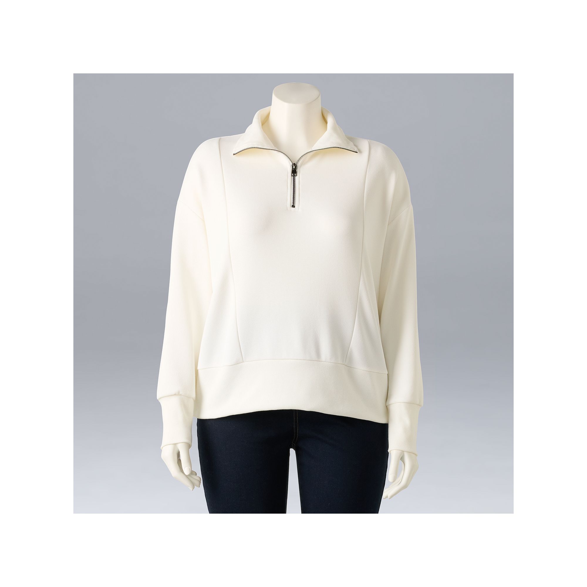Plus Size Simply Vera Vera Wang Half Zipped Mock Neck Sweatshirt, Womens, 