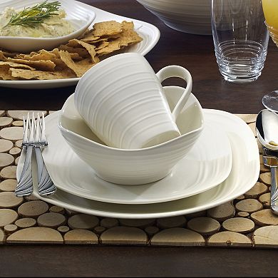 Mikasa Swirl Square White 4-Piece Dinnerware Set