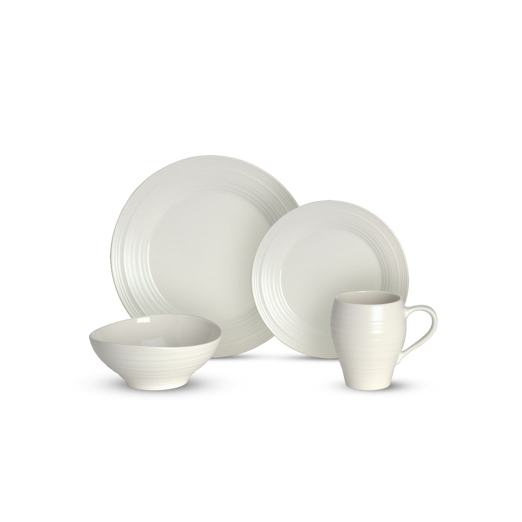 Mikasa Swirl 4-Piece Dinnerware Set, White