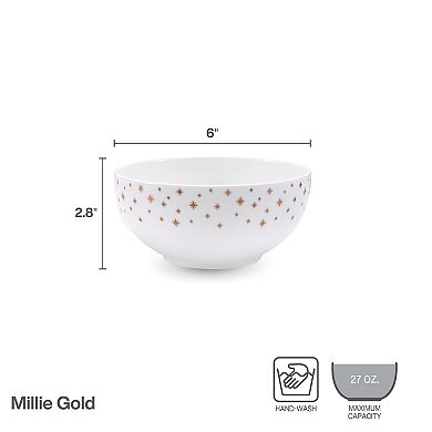 Mikasa Millie Gold Set of 4 6-Inch All Purpose Bowls