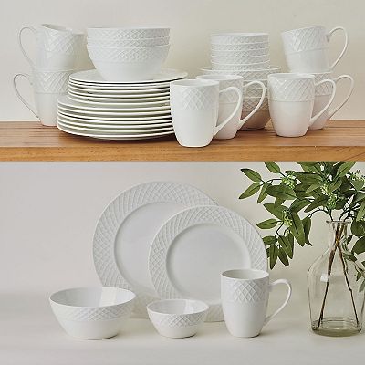 Trellis Mikasa White Dinner Plates Mikasa Trellis 40-Piece