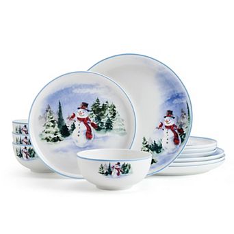 Mikasa Snowman Forest 12 pc Dinnerware Set
