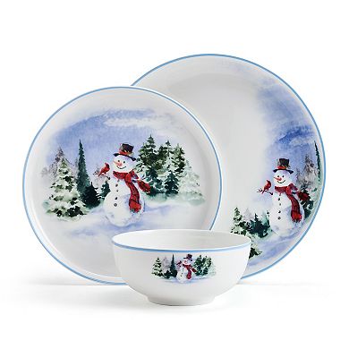 Mikasa Snowman Forest 12-Piece Dinnerware Set
