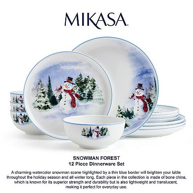 Mikasa Snowman Forest 12-Piece Dinnerware Set