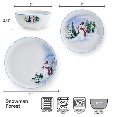 Mikasa Snowman Forest 12-Piece Dinnerware Set