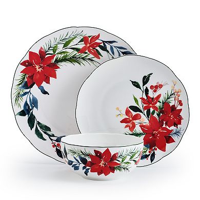 Mikasa Merry Poinsettia 12-Piece Dinnerware Set