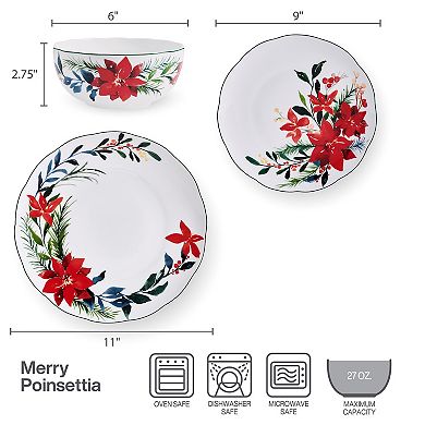 Mikasa Merry Poinsettia 12-Piece Dinnerware Set