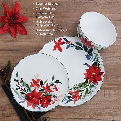 Mikasa Merry Poinsettia 12-Piece Dinnerware Set