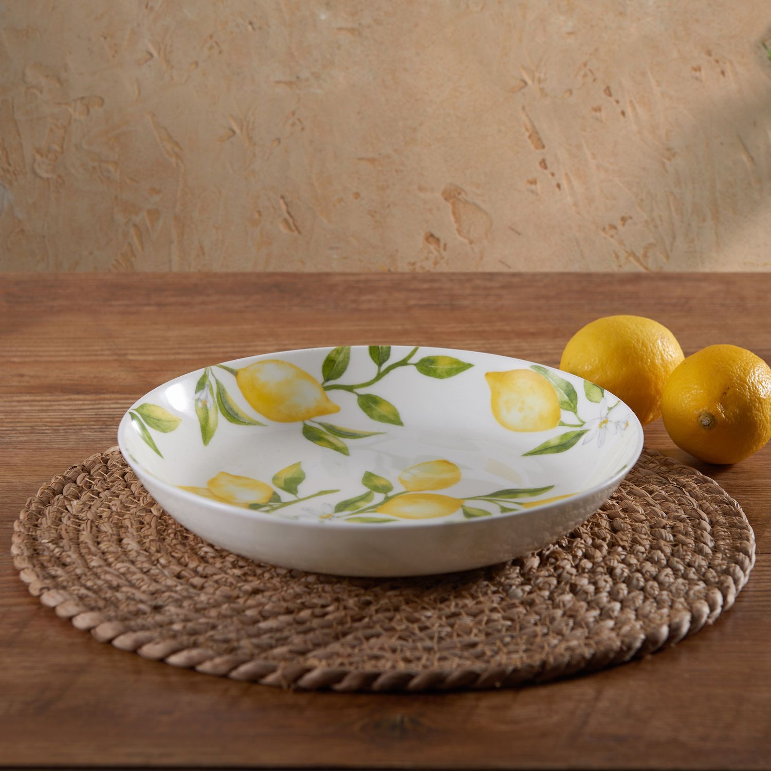 Mikasa Servierschüssel „Lemons“ Aus Knochenporzellan – 25,4 Cm, Spülmaschinenfest, Mit Fröhlichem Zitronen-Muster