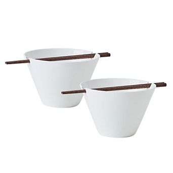 Mikasa Delray Set of 2 Noodle Bowls with Chopsticks