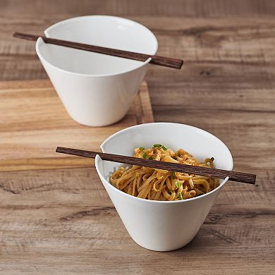 Mikasa Delray Set of 2 Noodle Bowls with Chopsticks