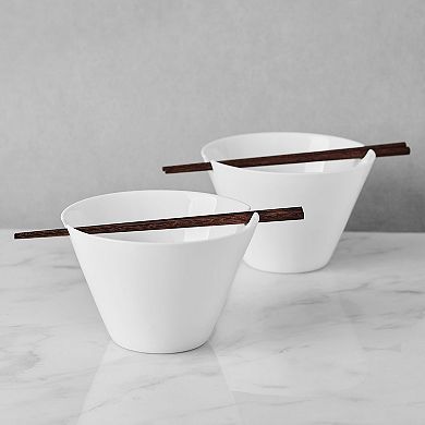 Mikasa Delray Set of 2 Noodle Bowls with Chopsticks