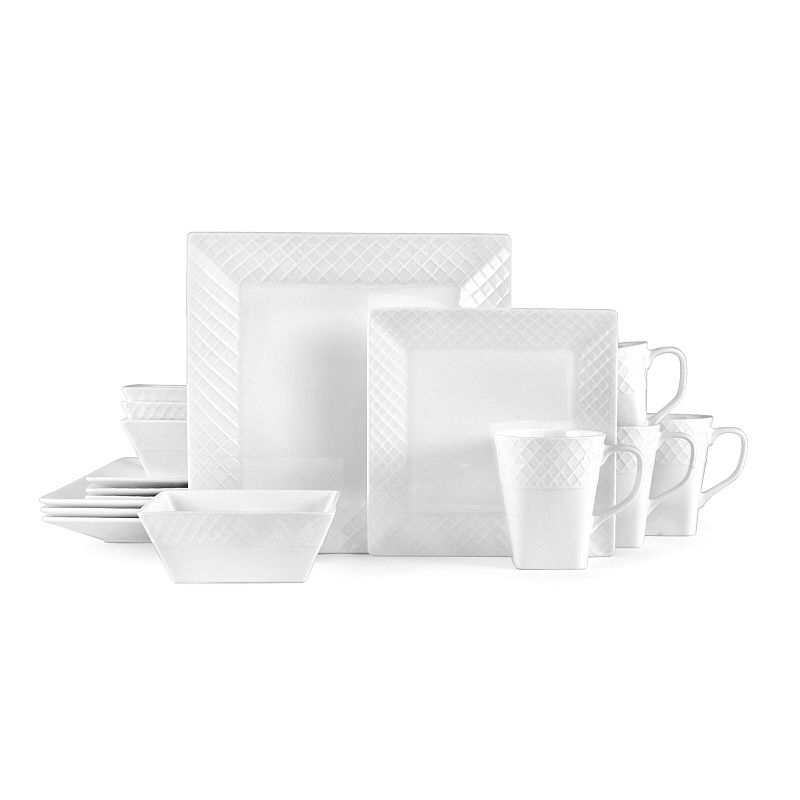 UPC 885991200864 product image for Mikasa Trellis Square 16-Piece Dinnerware Set, White | upcitemdb.com