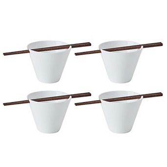 Mikasa Delray Set of 4 Noodle Bowls with Chopsticks