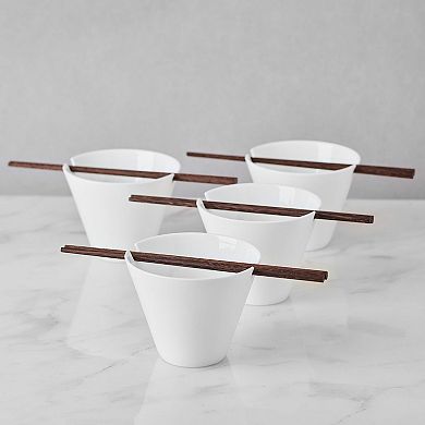 Mikasa Delray Set of 4 Noodle Bowls with Chopsticks