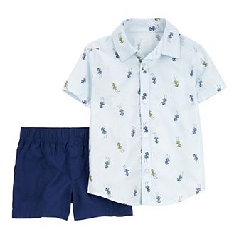 Toddler Boy Carter's 2 pc Race Car Button-Down Shirt Outfit Set
