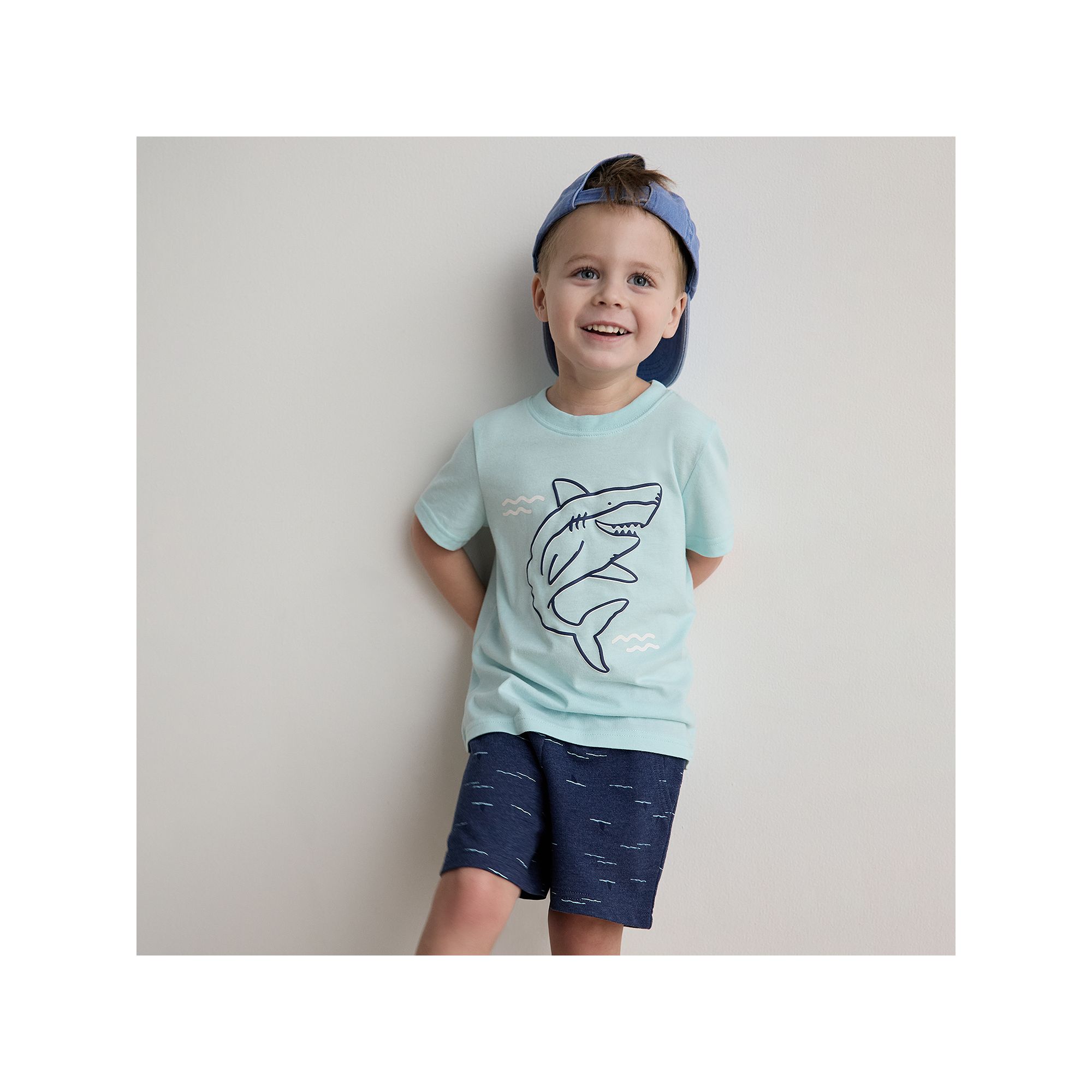 Toddler Boys Carters 2-Piece Shark Short Sleeve Tee and Shorts Outfit Set,