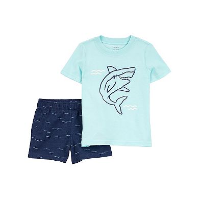 Toddler Boys Carter's 2-Piece Shark Short Sleeve Tee and Shorts Outfit Set