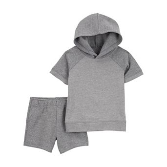 Toddler Boys Carter's 2 pc Quilted Short Sleeve Hoodie and Shorts Outfit Set