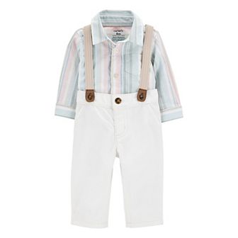 Baby Boy Carter's 2 pc Button-Front Bodysuit and Suspenders Pants Set