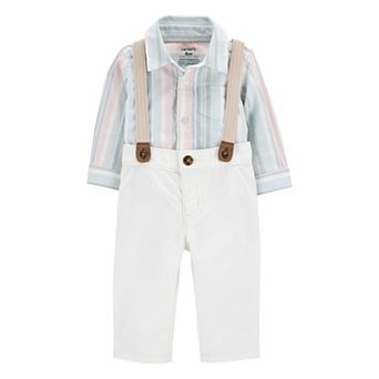 Baby Boy Carter's 2 pc Button-Front Bodysuit and Suspenders Pants Set