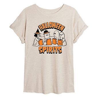 Juniors' Peanuts Halloween Spirits Oversized Tee