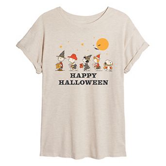 Juniors' Peanuts Halloween Group Oversized Tee
